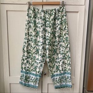 VTG 90s Drawstring Cotton Beaded Capri Lounge Pant